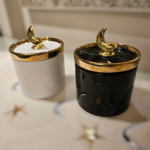 Porceline Jar with Crescent Handle