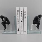 Thinkers Resin Statues on Glass Bookends – Set of 2